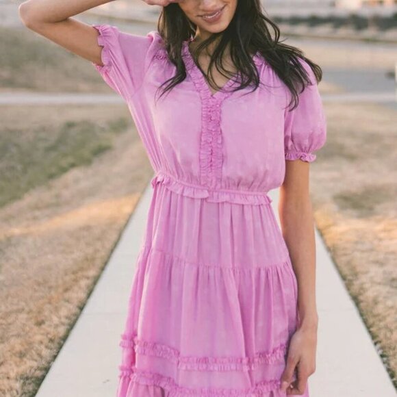 Anthropologie Dress Women's Small Current Air Pink Ruffle Dopamine Aesthetic - Picture 10 of 10